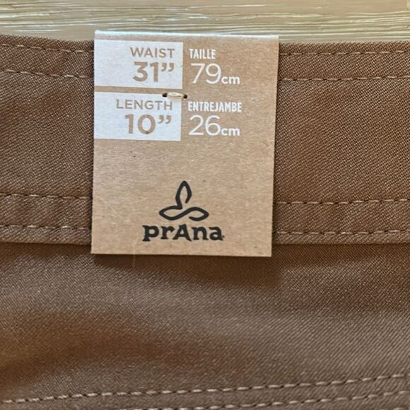 PrAna Stretch Zion Shorts II Color: Sepia 10 inch length, Size 31, NWT - Picture 7 of 12